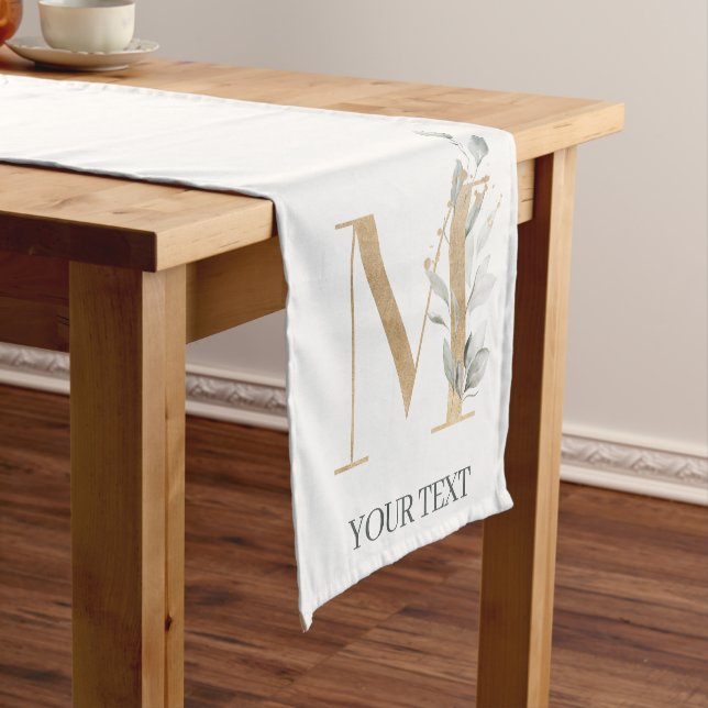 M Monogram Floral Personalised Short Table Runner (In Situ)