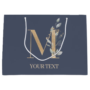 M Monogram Floral Personalized Large Gift Bag