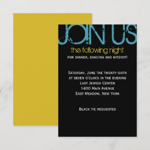 M Monogram Initial Bar Bat Mitzvah Party Card