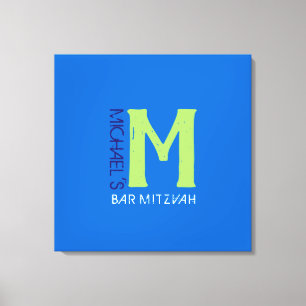M Monogram Initial Bar Bat Mitzvah Sign-In Board Canvas Print