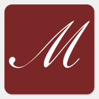 M Monogram Initial White on Dark Red,