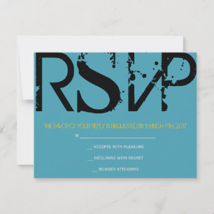 M Monogram Initials Bar Bat Mitzvah Reply Card