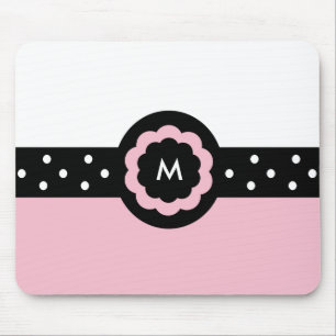 M :: Monogram M Dotted Pink & White Mousepad