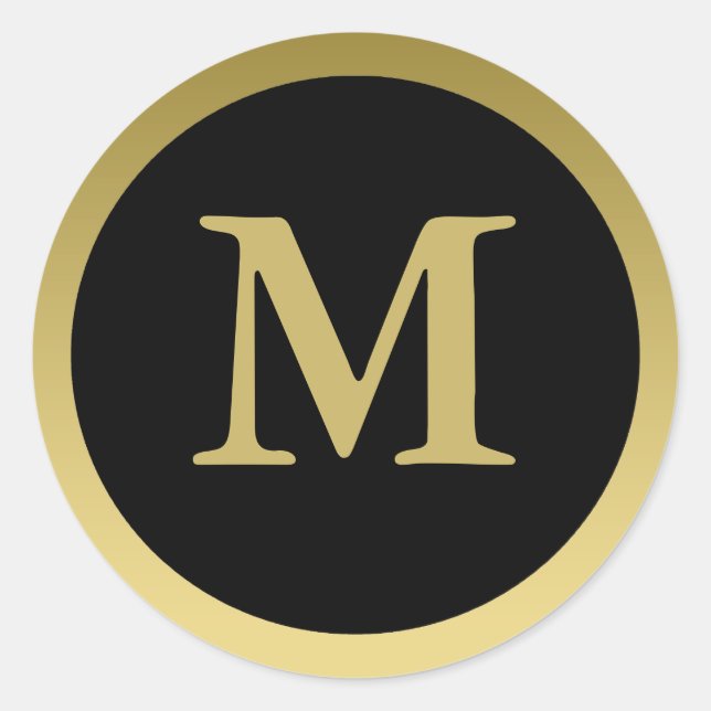 M :: Monogram M Elegant Gold and Black Stickers (Front)