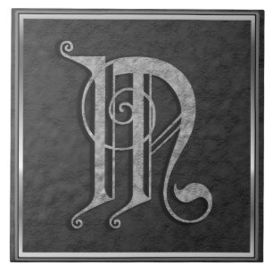 M Monogram "Mediaeval Grey Stone" Ceramic Tile