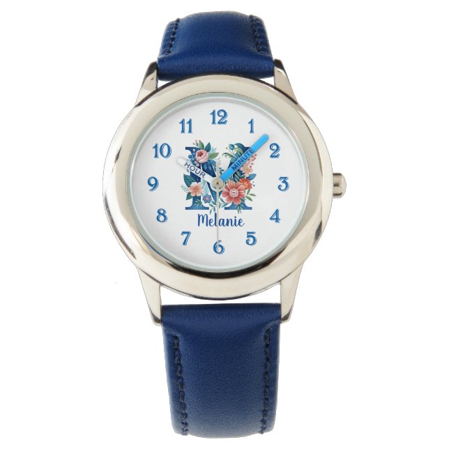 M Monogram ornate floral TEMPLATE Watch (Front)