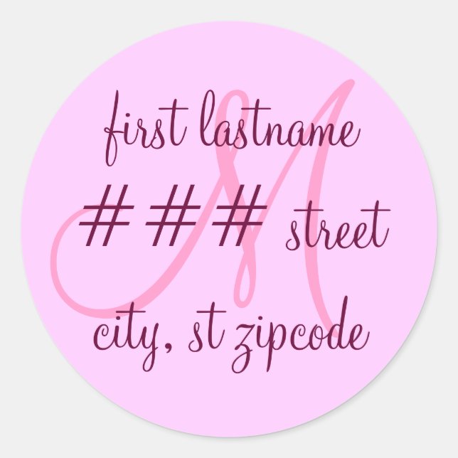 "M" Monogram return address label - personalise (Front)
