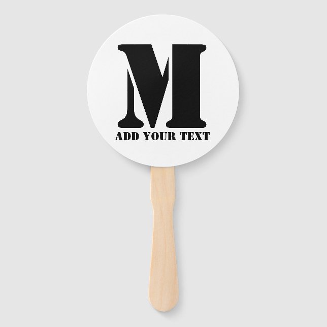M Monogram Simple Modern Minimalist Personalised  Hand Fan (Front)
