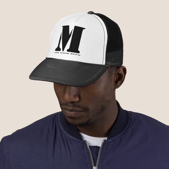 M Monogram Simple Modern Minimalist Personalised  Trucker Hat (In Situ)