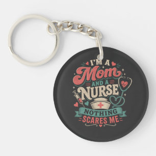 m Mum And Nurse Retro Mum Gift mothers day Key Ring