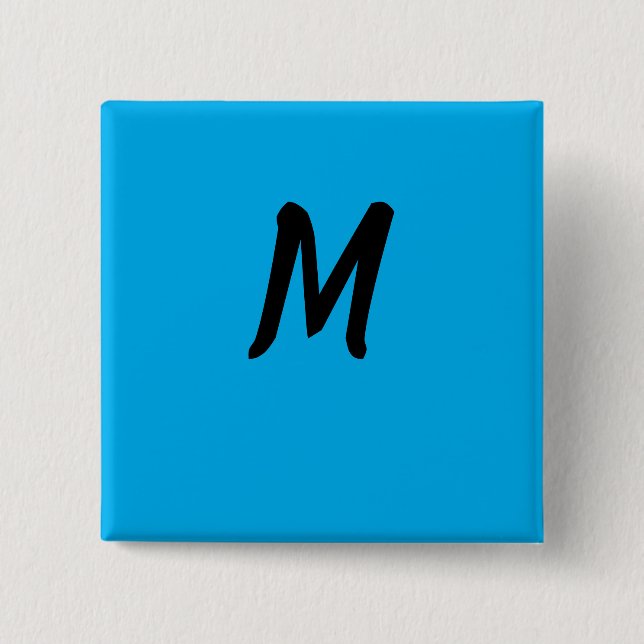 M on a Blue 15 Cm Square Badge (Front)