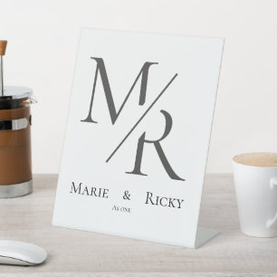 M & R   Our Initials Monogram  Pedestal Sign