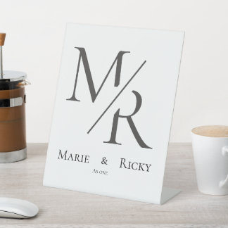 M & R | Our Initials Monogram Pedestal Sign