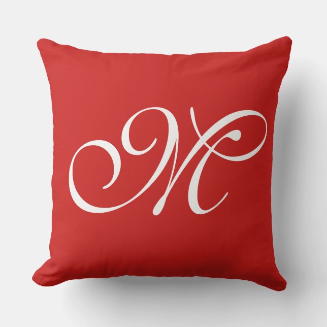 M Red Initial Pillow (Front)