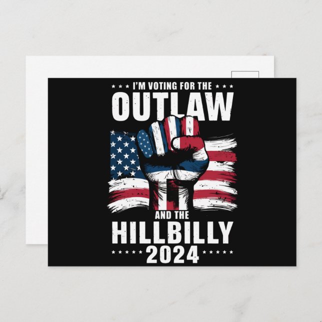'm Voting For the Outlaw and the Hillbilly 2024 US Postcard (Front/Back)