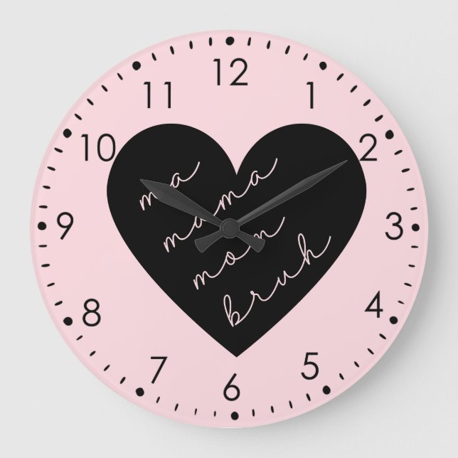 Ma Mama Mum Bruh Pink Large Clock (Front)