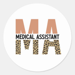 MA Medical Assistant Leopard Print Classic Round Sticker