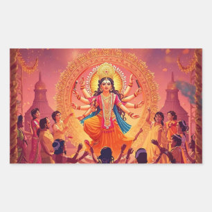 Maa Durga – The Heart of Dussehra Celebrations Rectangular Sticker
