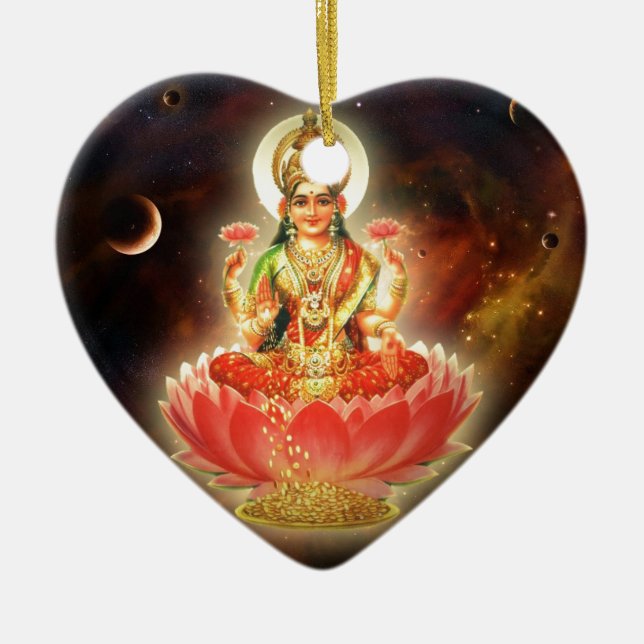 Maa Maha Lakshmi Devi Laxmi Goddess of Wealth Ceramic Tree Decoration (Front)