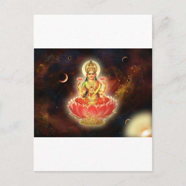 Maa Maha Lakshmi Devi Laxmi Goddess of Wealth Postcard (Front)