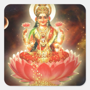 Maa Maha Lakshmi Devi Laxmi Goddess of Wealth Square Sticker