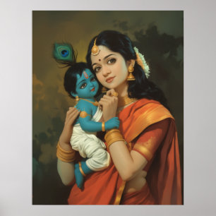 Maa Yashoda and Little Krishna Poster