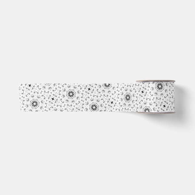 Maacah001 B&W abstract doodle Satin Ribbon (Front)