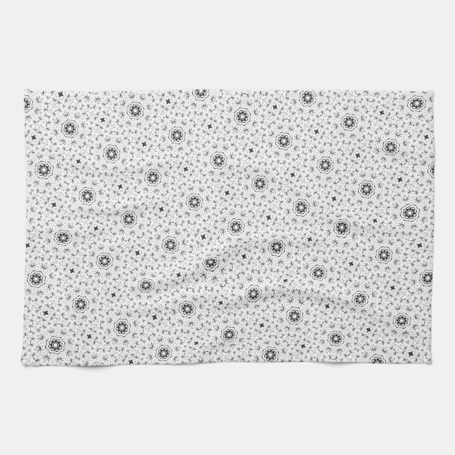 Maacah001 B&W abstract doodle Tea Towel (Horizontal)