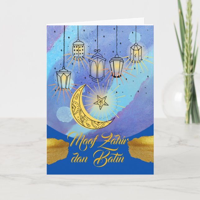 Maaf Zahir dan Batin Lanterns at Night  Card (Front)