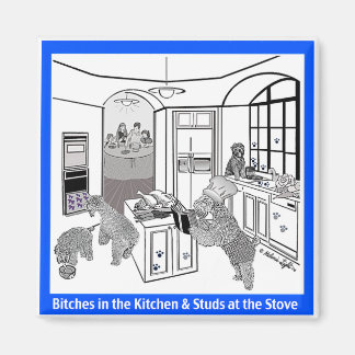 Maagnet: Wheaten Terrier: "Studs At the Stove" Magnet