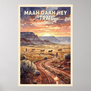 Maah Daah Hey Trail North Dakota Vintage Travel Poster