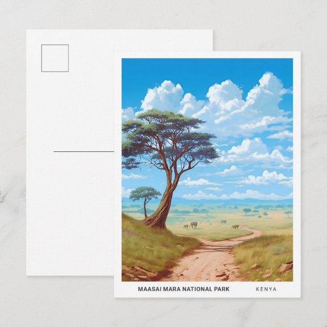 Maasai Mara National Park Kenya Vintage Travel  Postcard (Front/Back)