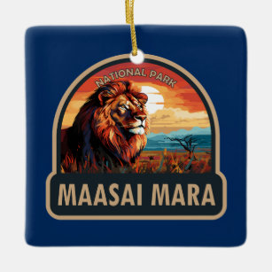 Maasai Mara National Reserve Lion Travel Art Ceramic Ornament