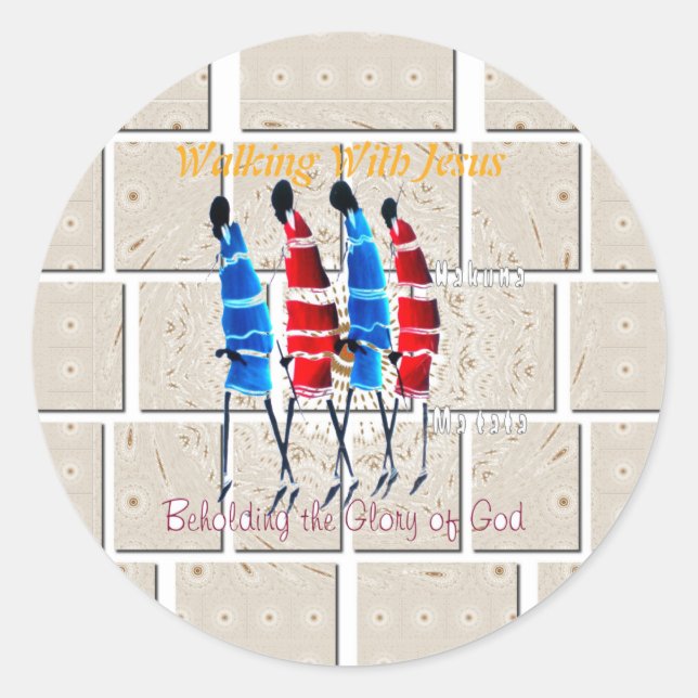 Maasai Morans Christian Art Print Classic Round Sticker (Front)