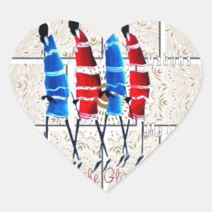 Maasai Morans Christian Art Print Heart Sticker