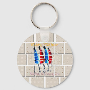 Maasai Morans Christian Art Print Key Ring