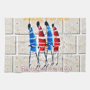Maasai Morans Christian Art Print Tea Towel