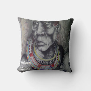 Maasai Mother & Child with Lion Art Print/Graphic Cushion