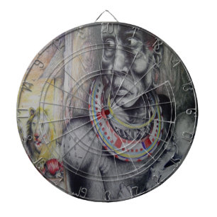Maasai Mother & Child with Lion Art Print/Graphic Dartboard