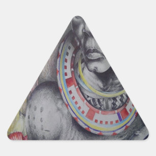 Maasai Mother & Child with Lion Art Print/Graphic Triangle Sticker