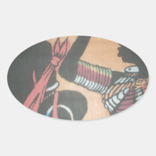 Maasai Tradition and Culture Pattern Art Design Oval Sticker