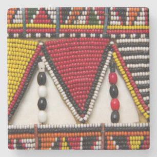 Maasai Tribal Beadwork Stone Coaster