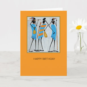Maasai Warriors, Kenya, African Art Birthday Card