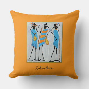 Maasai Warriors, Kenya, African Art Cushion