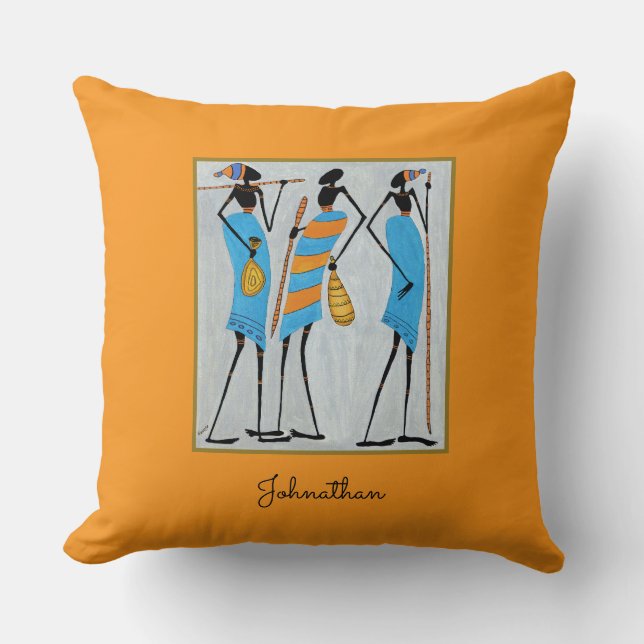 Maasai Warriors, Kenya, African Art  Cushion (Front)