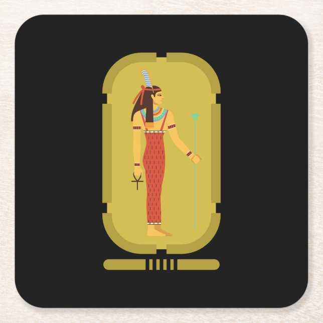 Maat On Gold Cartouche Square Paper Coaster (Front)