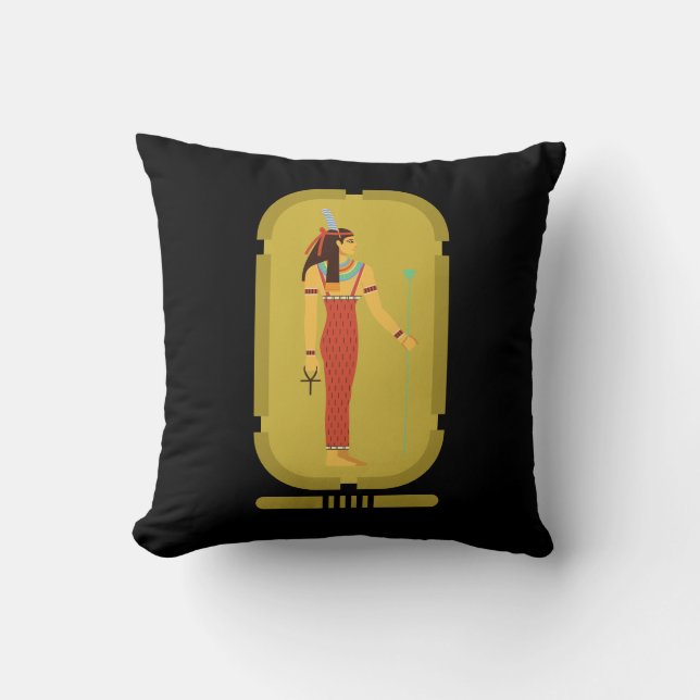 Maat On Gold Cartouche Throw Pillow (Front)