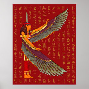 Ma'at On Golden Hieroglyphs Poster