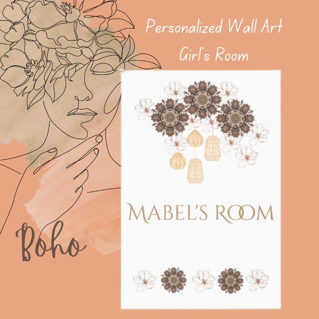 Mabel's Room (Personalised) Name Boho Floral Canvas Print (Creator Uploaded)