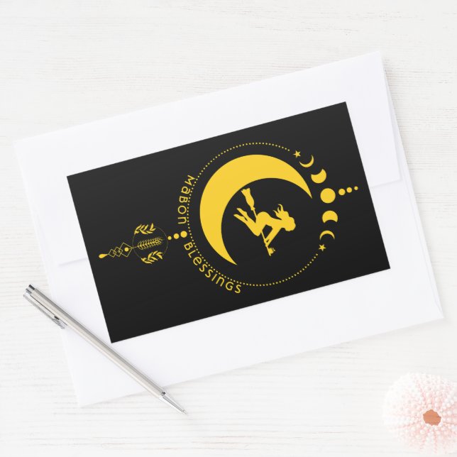 Mabon Blessings, witch, moon, wheat Rectangular Sticker (Envelope)
